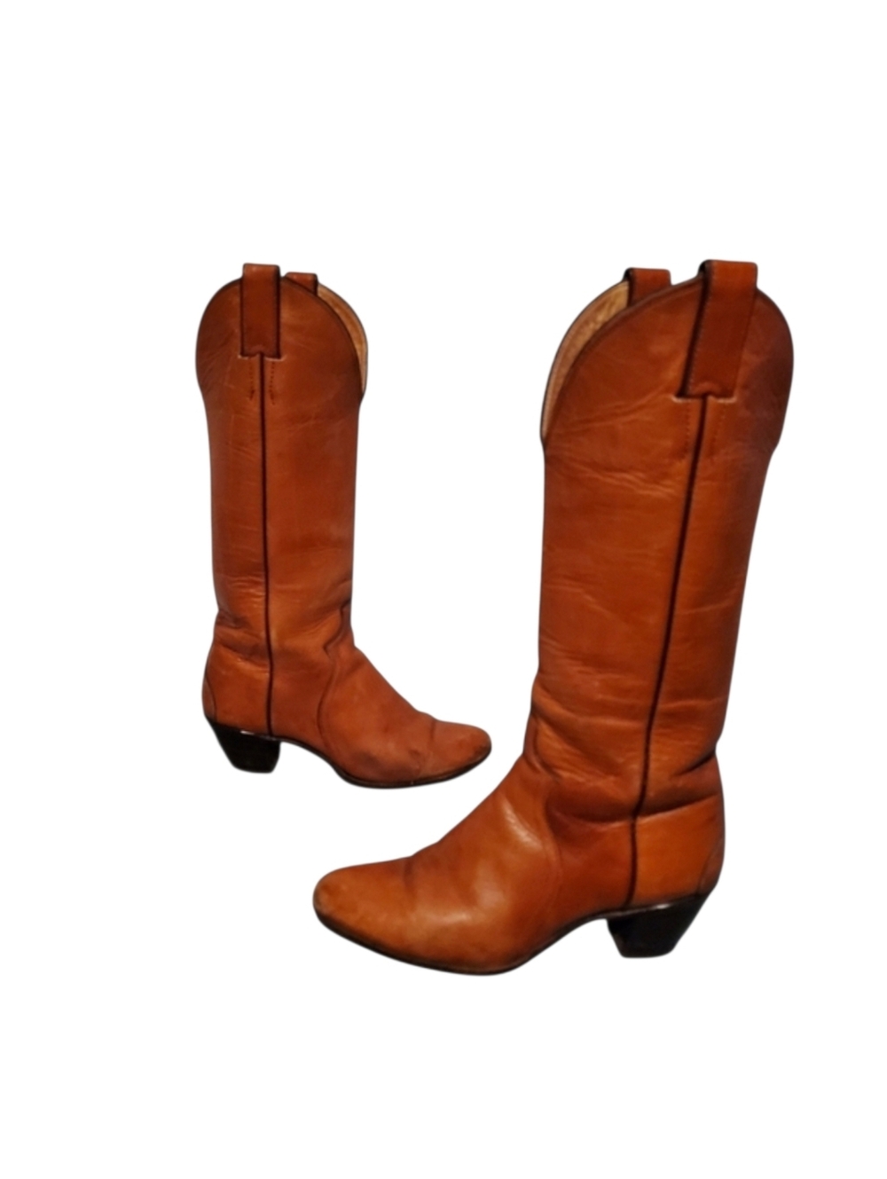 Rare Vintage Justin Tall Brown Leather Cowboy Western Boots Women's Size 5B